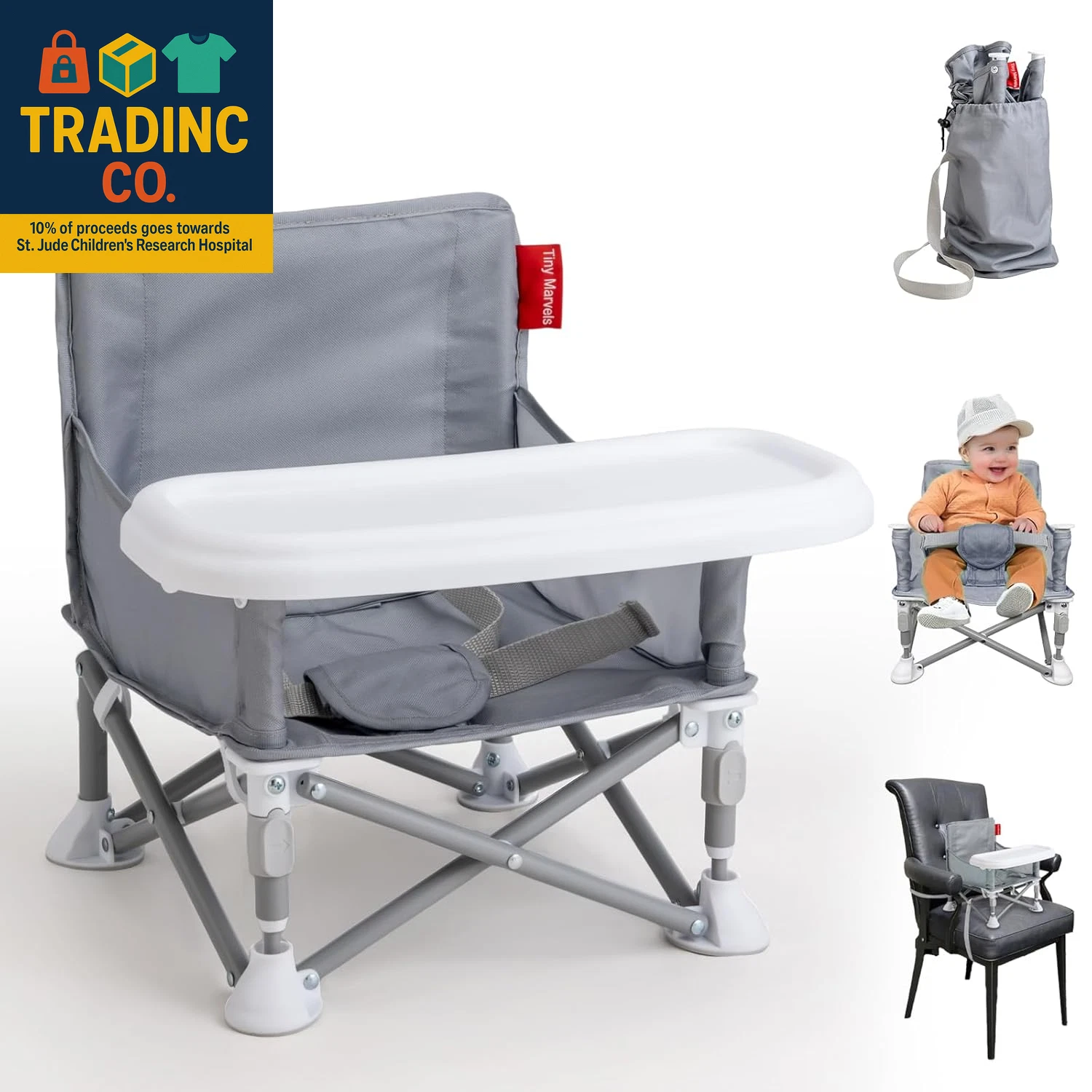 Portable 3-In-1 Baby Chair – Cozy Toddler Chair, Baby Seat with Tray, Booster Se