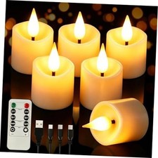 Pcs Rechargeable Tea Lights: 1.5"x2.2" Flameless LED Votive Candles with 6