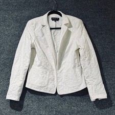 Jones New York Collection Blazer Women 10 White Excellent Textured Jacket
