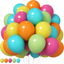 Tropical Balloons 12 Inch Summer Hawaiian Hot Pink Orange Teal Yellow Green Colo