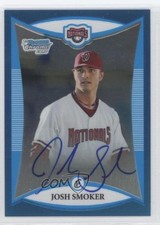 2008 Bowman Chrome Prospects Prospect Blue Refractor 89/150 Josh Smoker Auto 0f8