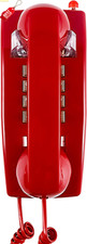 Traditional Red Wall Phone Retro 2554 Landline w/ Mechanical Ringer - US