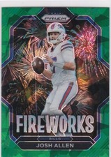 JOSH ALLEN Buffalo Bill Football RARE GREEN PRIZMS $$ FIREWORKS Insert Card MINT
