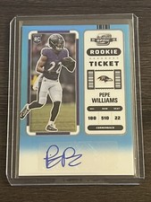 Pepe Williams RC Auto 2022 Contenders Optic Rookie Ticket Teal /99 #157 Ravens