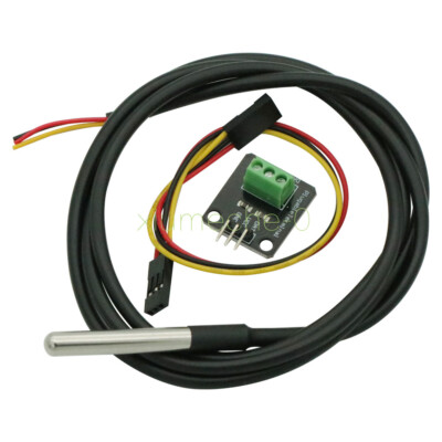 1PCS NEW DS18B20 Temperature Sensor Module WaterProof T Probe+Terminal Adapter