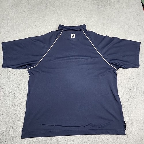 FootJoy Polo Shirt Mens Large Navy Blue Men Short Sleeve Prodry Pique Golf Logo - Picture 7 of 11