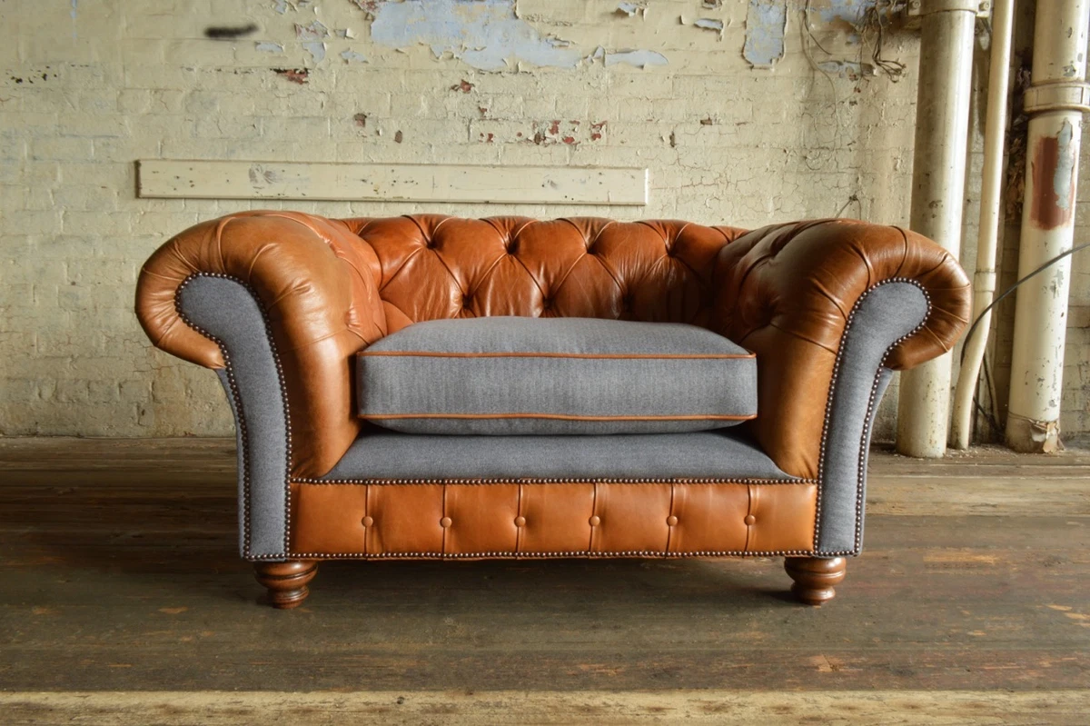 Brown leather cuddle sale chair
