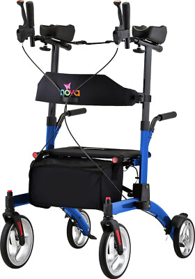 NOVA Dragon Rise UP Rollator, Upright Walker w/Contour Forearm, BLUE - OPEN BOX!