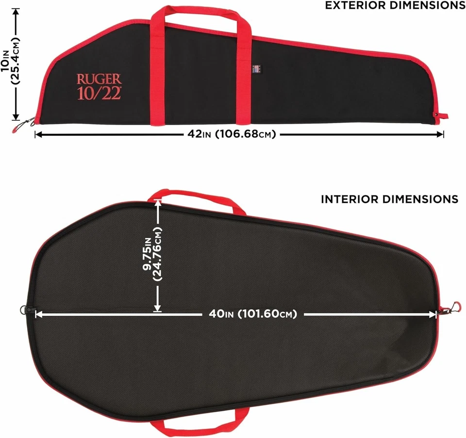 Ruger 27540 Embroidered Rifle Case 40" Black/Red Endura For Ruger 10/22 - Image 2 of 4