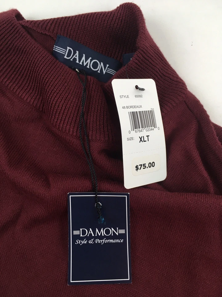 DAMON 毛衣男式 XLT 栗色圆领长袖套衫罗纹边 — 第 4/4 张图片