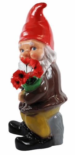 Enano de Jardín Decoración Figura Enano Con Ramo de Plástico H 45 CM - Imagen 3 de 5