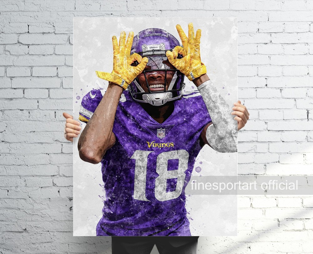 Justin Jefferson Minnesota Vikings Poster, Canvas, Football print,Sport wall art