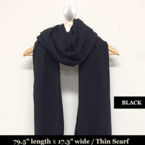 Knitted Winter Thin Scarf - High Quality Long & Wide Size Unisex Plain Color - Picture 10 of 13
