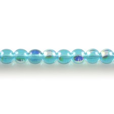 Aqua Blue AB - 50 6mm Round Czech Glass Pressed Druk Beads