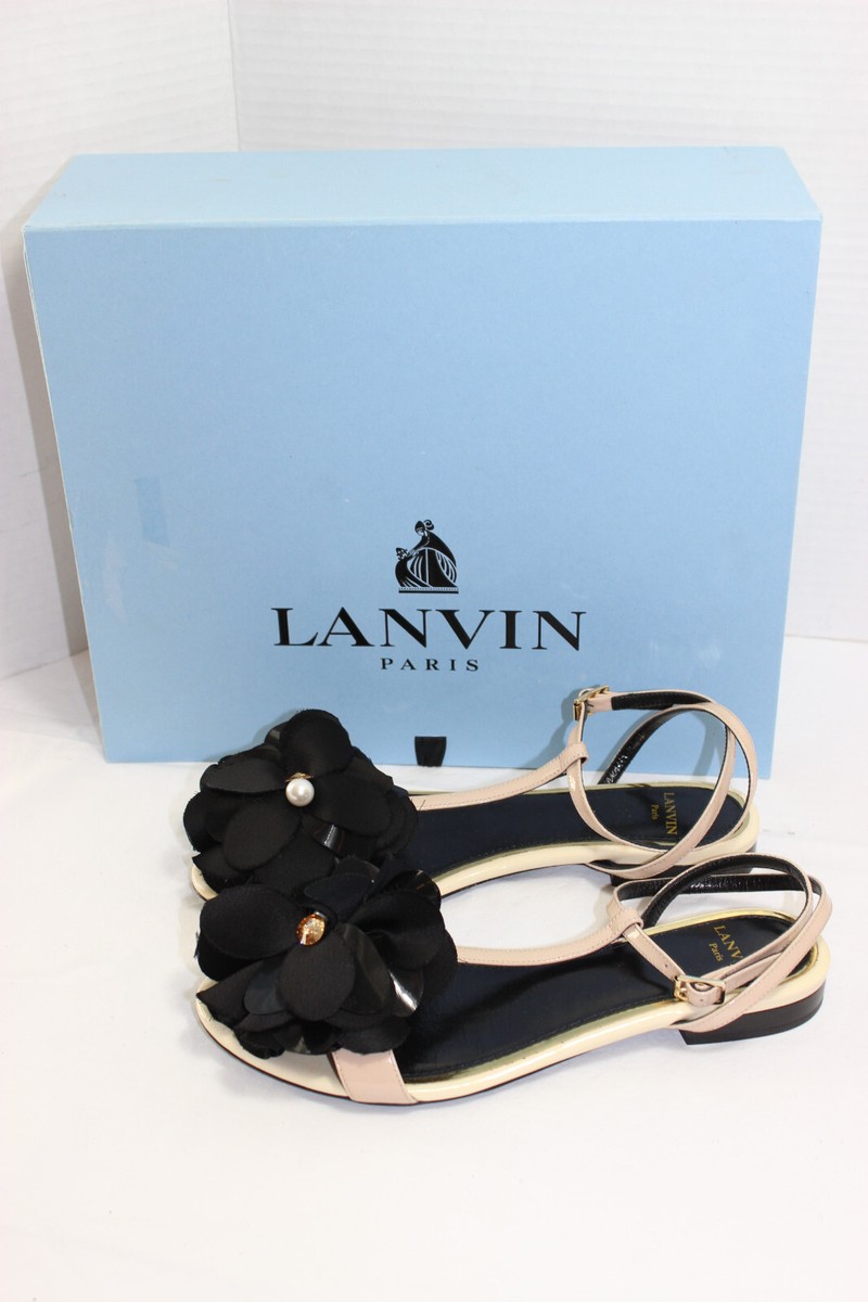 サンダル・ミュール LANVIN FWCSML07NAPAP25 Sandals Lanvin Flat Sandals with Flower - Size 7 Euro 37 - New in
