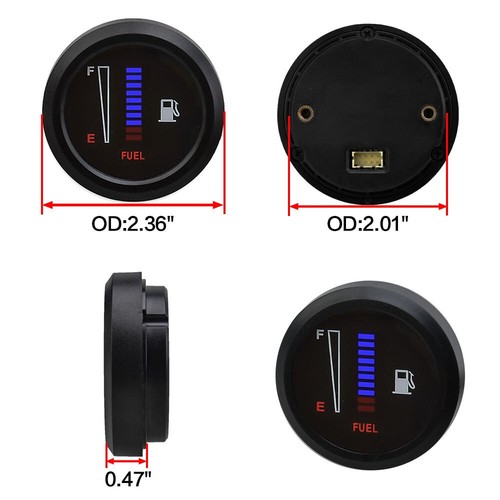 12/24V 2" 52mm Car Motorcycle Fuel Level Meter Gauge LED Display Digital 10 Grid - Bild 4 von 6
