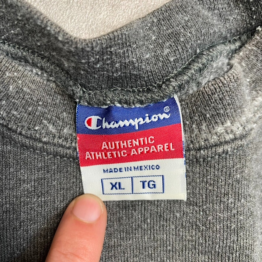Champion Sweatshirt Mens Y2K Script Logo Pull Over Jumper, Grey, XL image 7