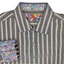 Robert Graham Size XL Classic Fit Flip Cuff Floral Geometric Button Front Shirt