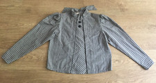 Lister Vintage Checked Pattern Grey Shoulder Pads Shirt Size S