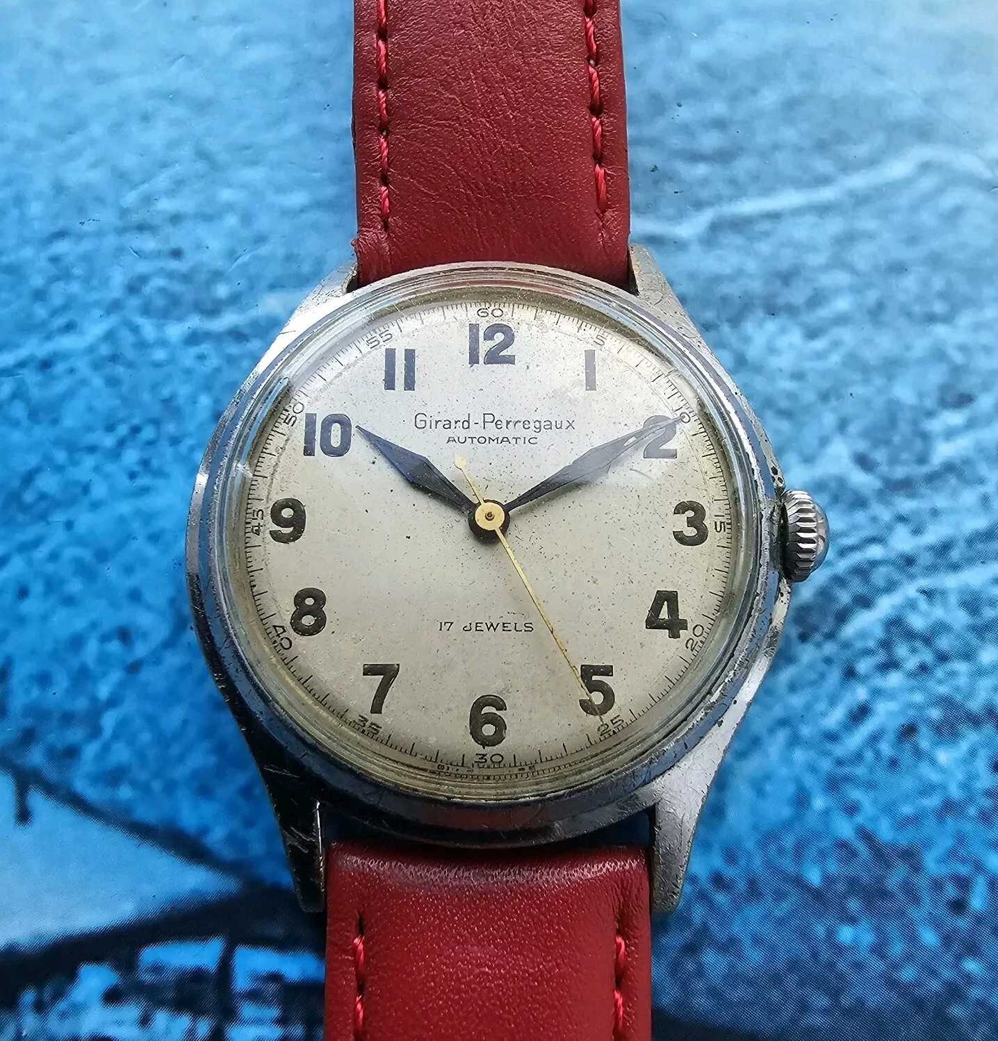 Girard Perregaux — Vintage Oversized Girard Perregaux Bumper Military Style Men's Watch