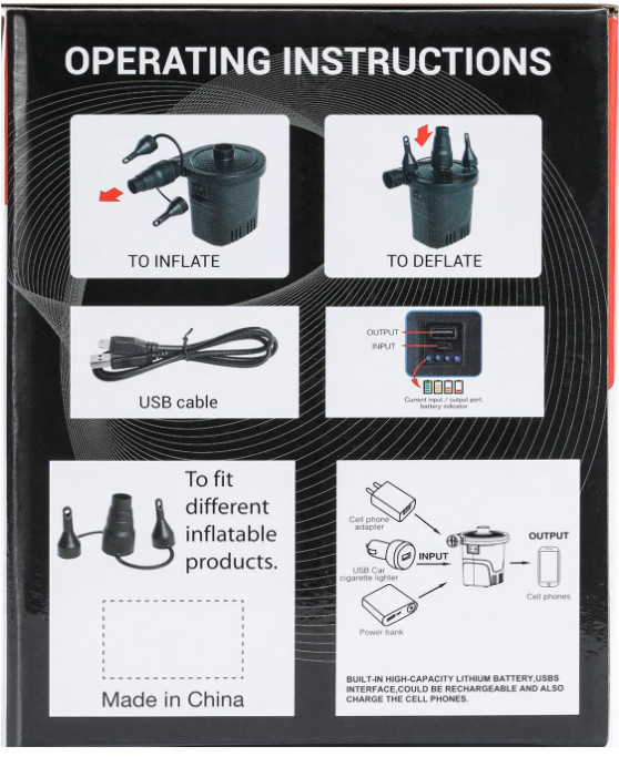 Dr.meter Air Pump – Rechargeable 4000mAh for Pools, Boats, Airbeds