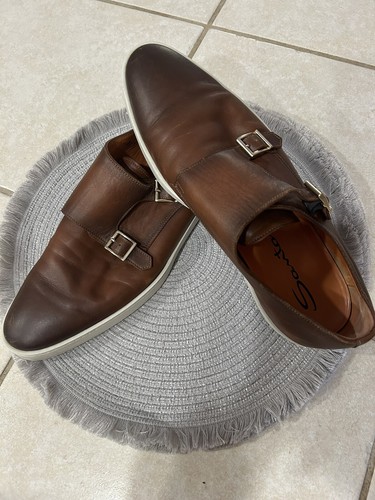 Santoni Double Buckle Leather Men’s Shoes 10.5 Made In Italy