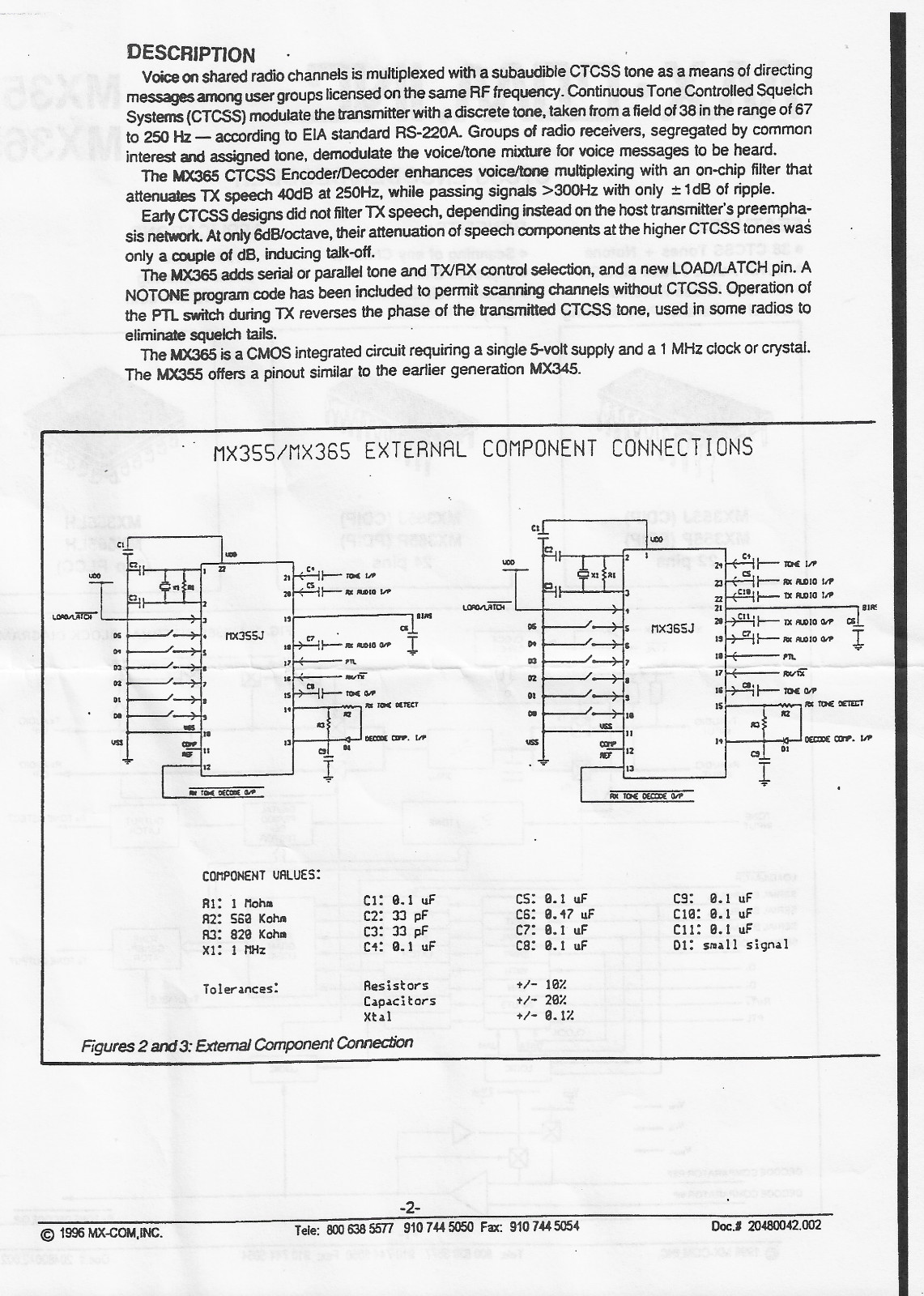 MX-COM MX365P CTCSS Encoder Decoder CDIP24 #167