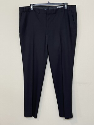 Reaction Kenneth Cole Men s Black Flat Front Zip Up Straight Dress Pants s 42x32