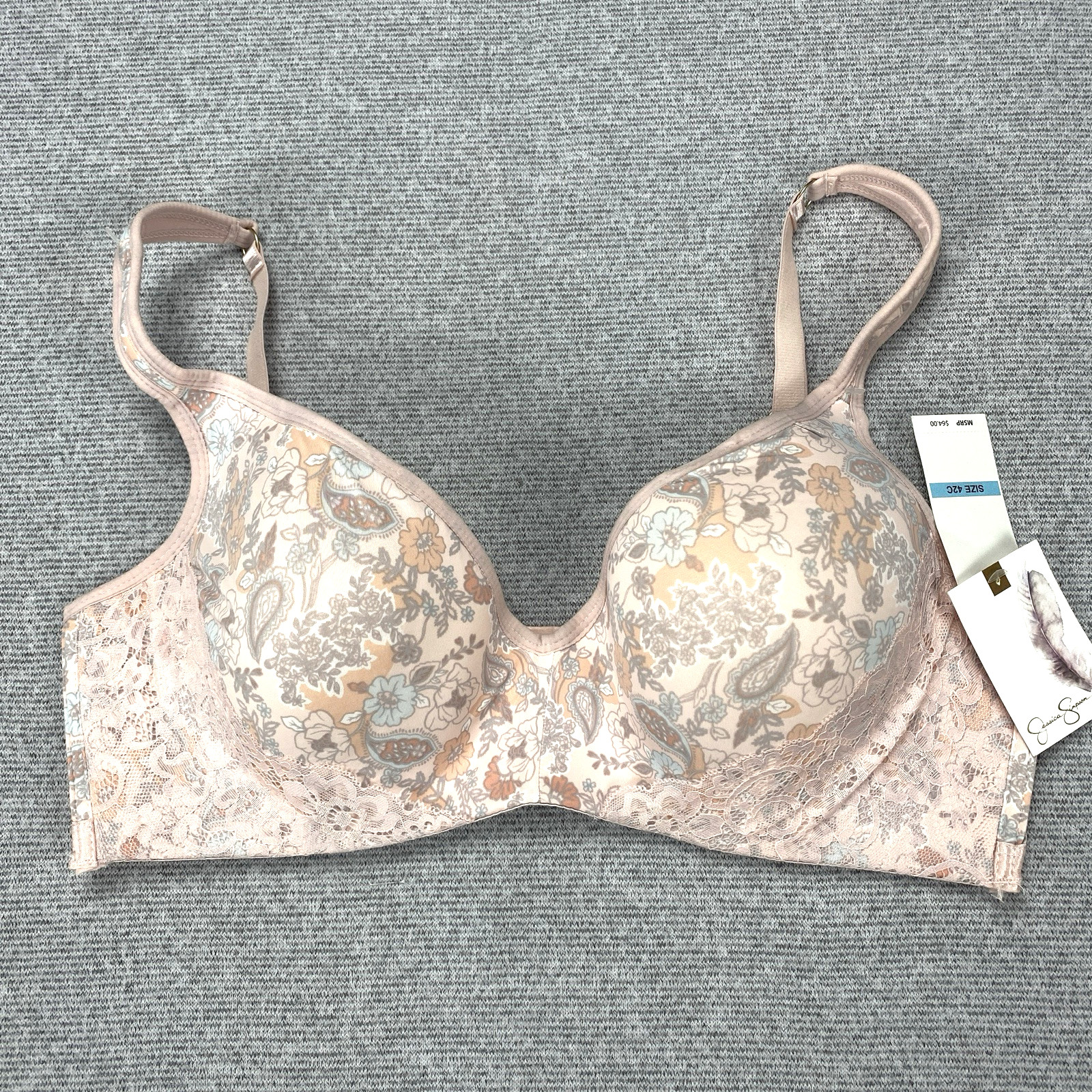 Jessica Simpson Ladies 42C Bra Floral Padded Underwire NWT MSRP $64