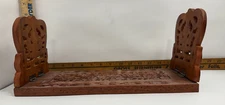 Vintage Hand Carved Wooden Floral Expandable Sliding Book Holder Bookends Stand
