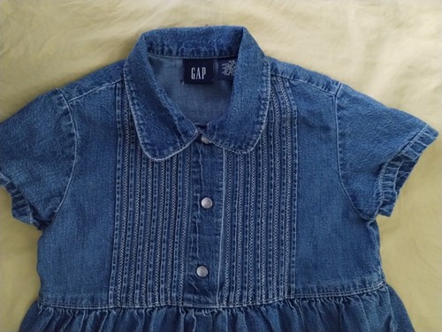 EUC GAP YOUNG GIRLS PREPPY 100% COTTON SHORT SLEEVE DENIM BLUE JEAN DRESS XS - Picture 4 of 10