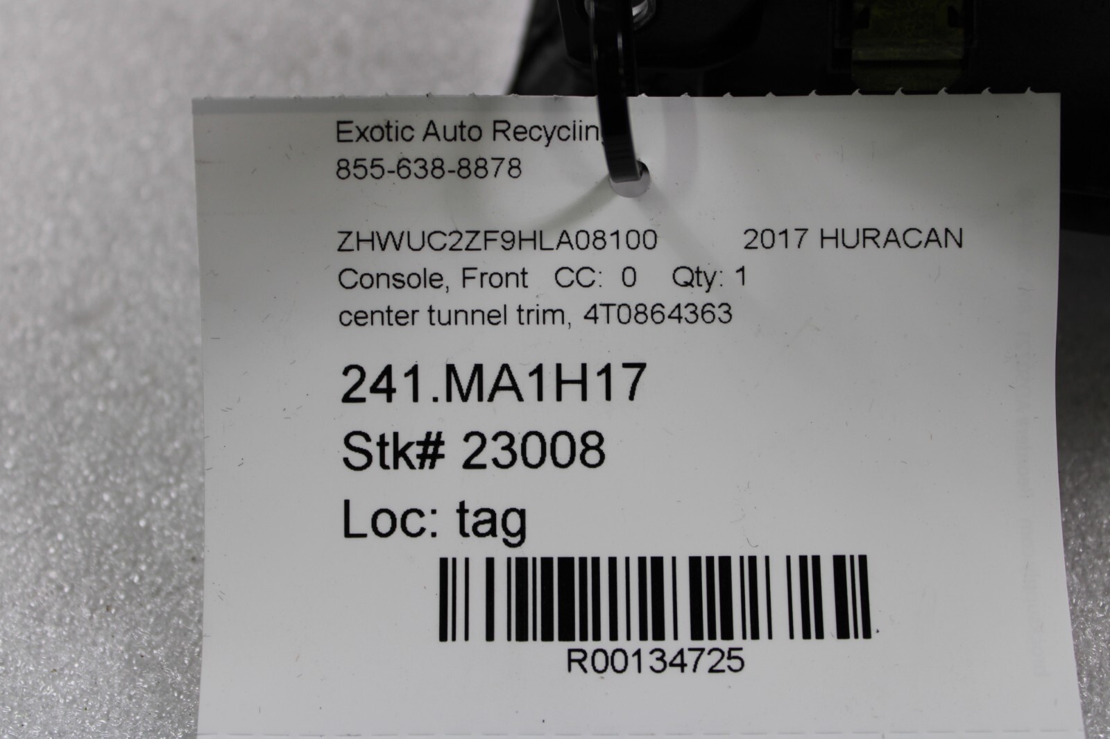 Lamborghini Huracan, LP580, LP610, Console Center Insert, Used, P/N 4t0864363