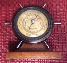 Vintage Airguide Barometer By Fee And Stemwedel Ship Wheel Nautical Design