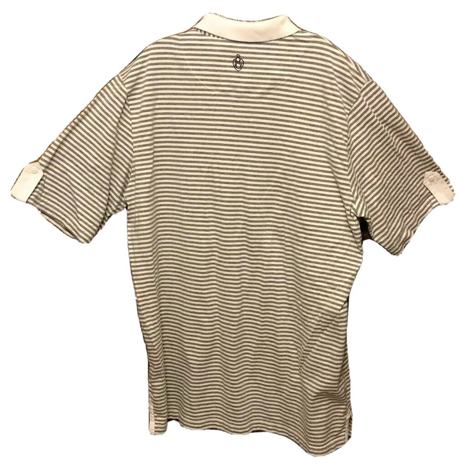 Polo Eight 732 bordado para hombre a rayas grises y blancas. Talla 3XL. Usado. Foto 2 de 4