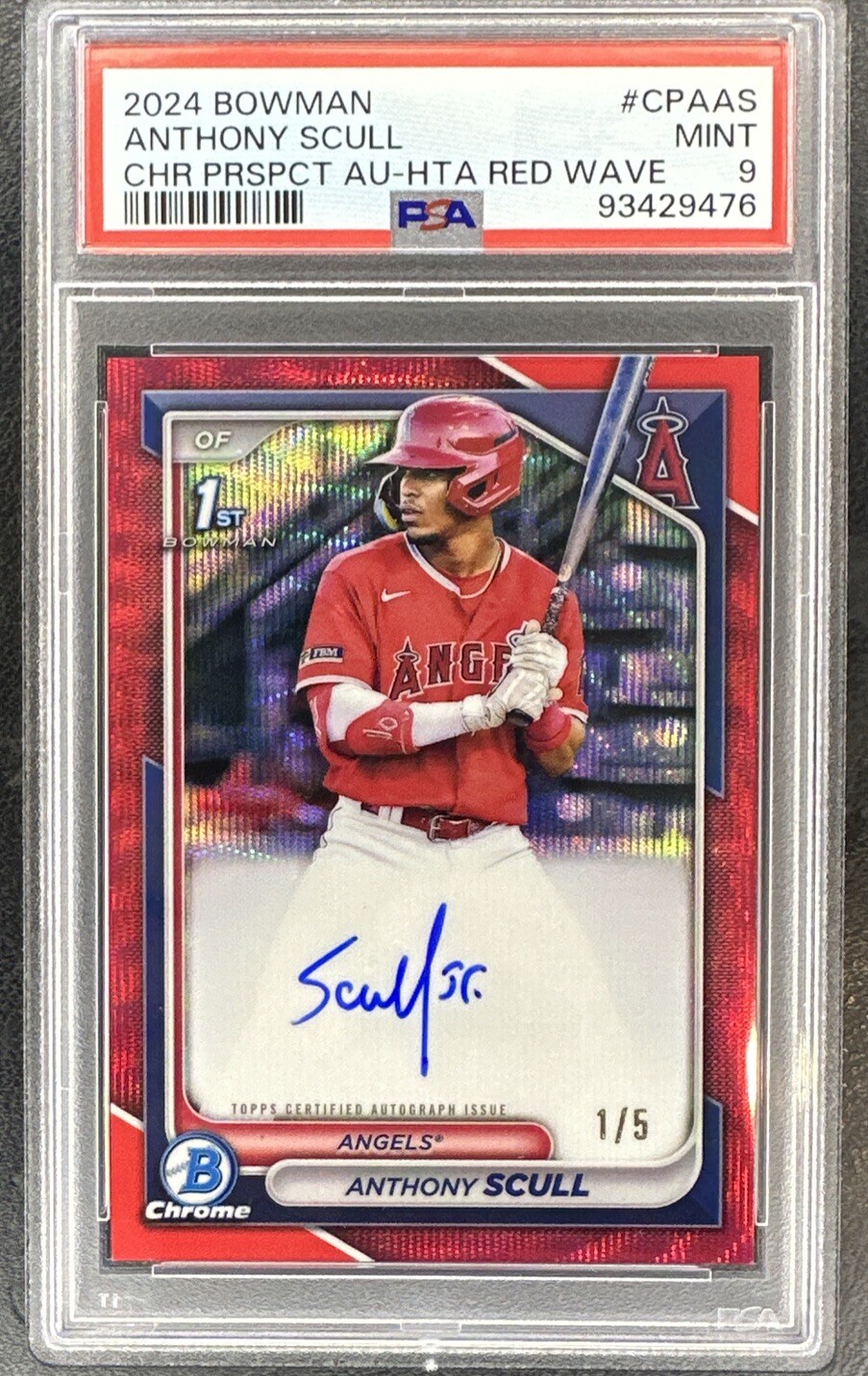 2024 Bowman Anthony Scull 1st Bowman Chrome Auto Red Refractor #1/5 Angels PSA 9