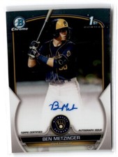 2023 Bowman Chrome Prospect Autographs Ben Metzinger Auto Milwaukee Brewers