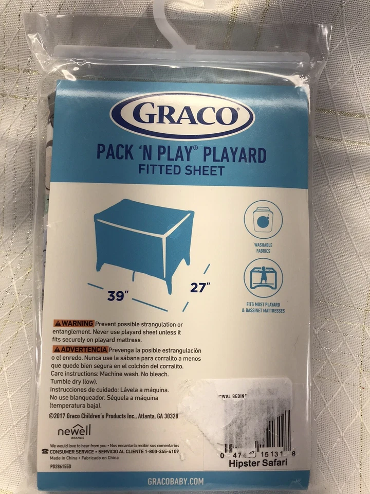 Sábana Ajustable Graco Pack 'N Playard Safari Animales Selva 39" X 27" Unisex Foto 2 de 4
