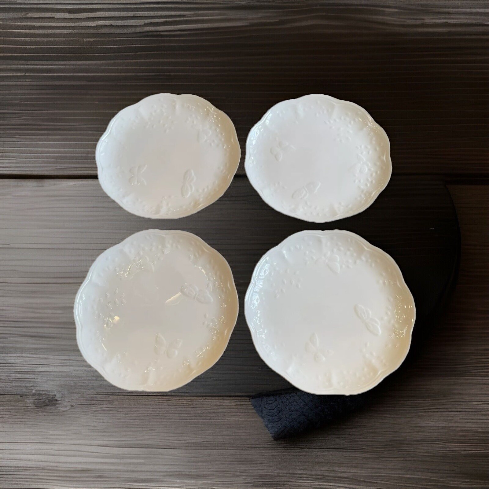 Set of 4 Lenox Butterfly Meadow Cloud Accent Luncheon Plates Discontinued