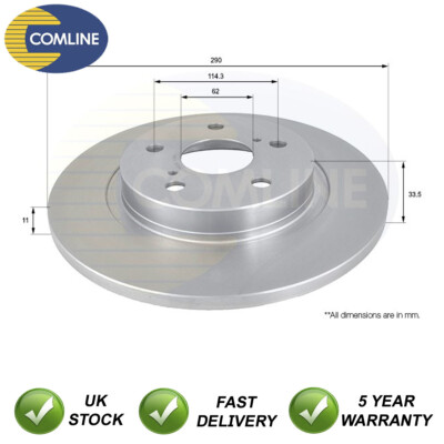 Brake Disc Rear Comline Fits Toyota Avensis 2008-2018 1.6 D 1.8 2.0 2.2 #1