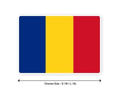 Romanian flag sticker 10cm (S) - 28cm (XL) white edge sticker