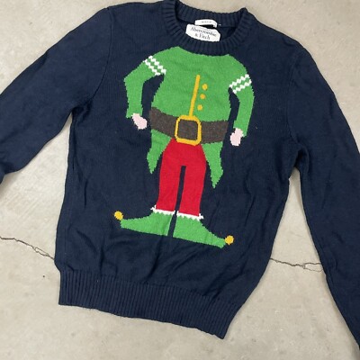 Vintage Abercrombie Elf Ugly Sweater Christmas Shirt Unisex Size Small 