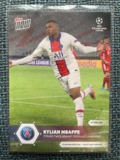 2021 Topps Now Champions League PSG Kylian Mbappe Strikes Twice Card 
