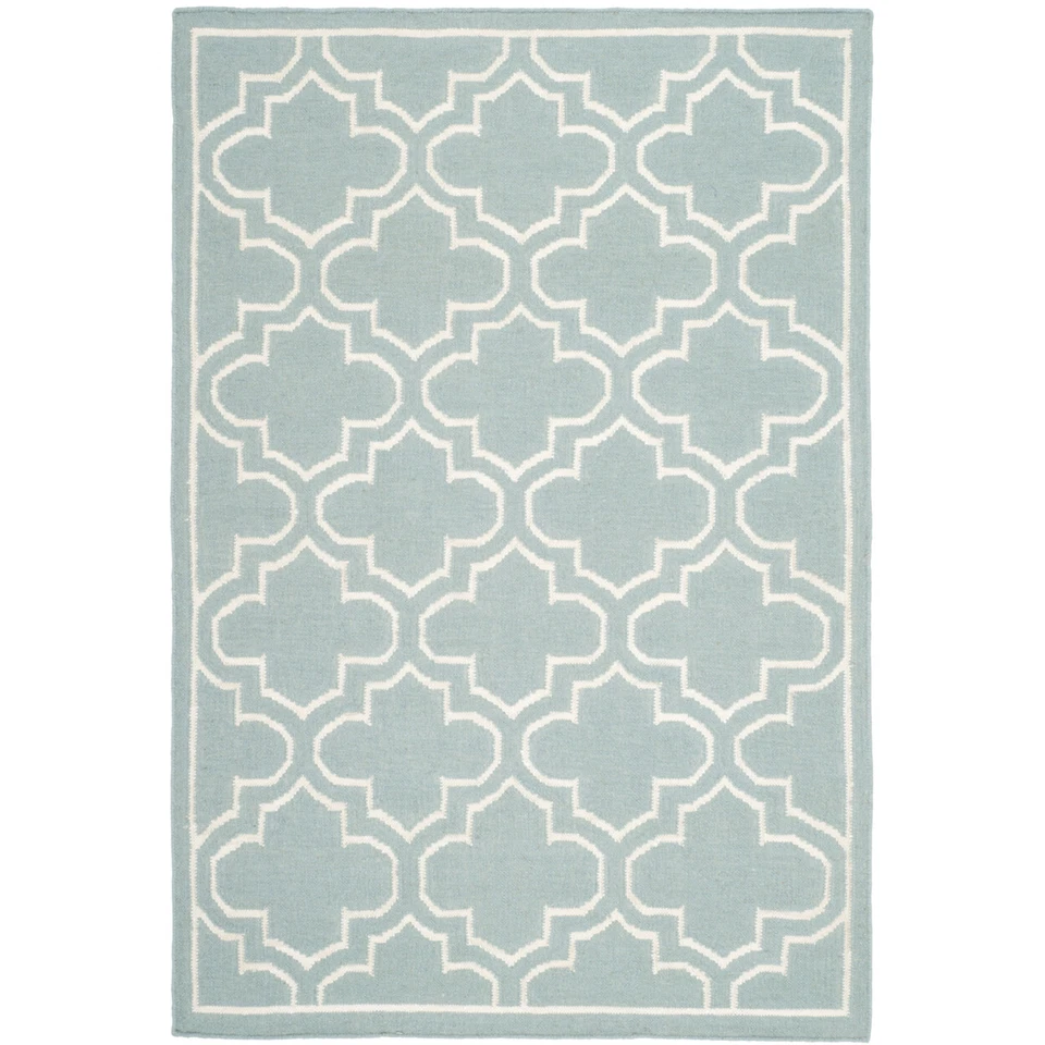 SAFAVIEH Dhurries DHU625A Handwoven Blue / Ivory Rug - Image 4 of 4