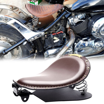 NATGIC Universal Motorcycle Crocodile Leather Saddle Solo Seat Cushion Spring For Harley/Honda - View #4