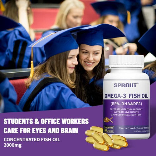 Omega 3 Fish Oil Capsules 2000mg DHA, EPA, and DPA Supplement- Exp. 06/2026 - Picture 4 of 8