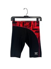 Speedo Endurance Boys Jammer Shorts Red/Black Geometric Print 6792