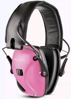 awesafe Electronic Shooting Earmuffs Ear Hearing Protection Headphones Pink.    