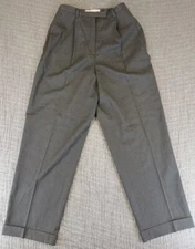 Valerie Stevens Pants Womens Petite 8 Grey Wool Blend Straight Leg Trouser Pleat