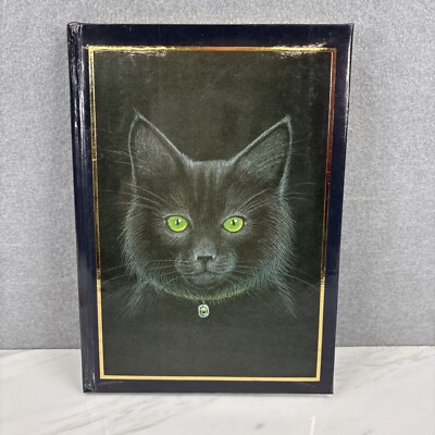VTG Ganz Black Kitty Cat Address Phone Fax Book HB Gilded Edge Korea