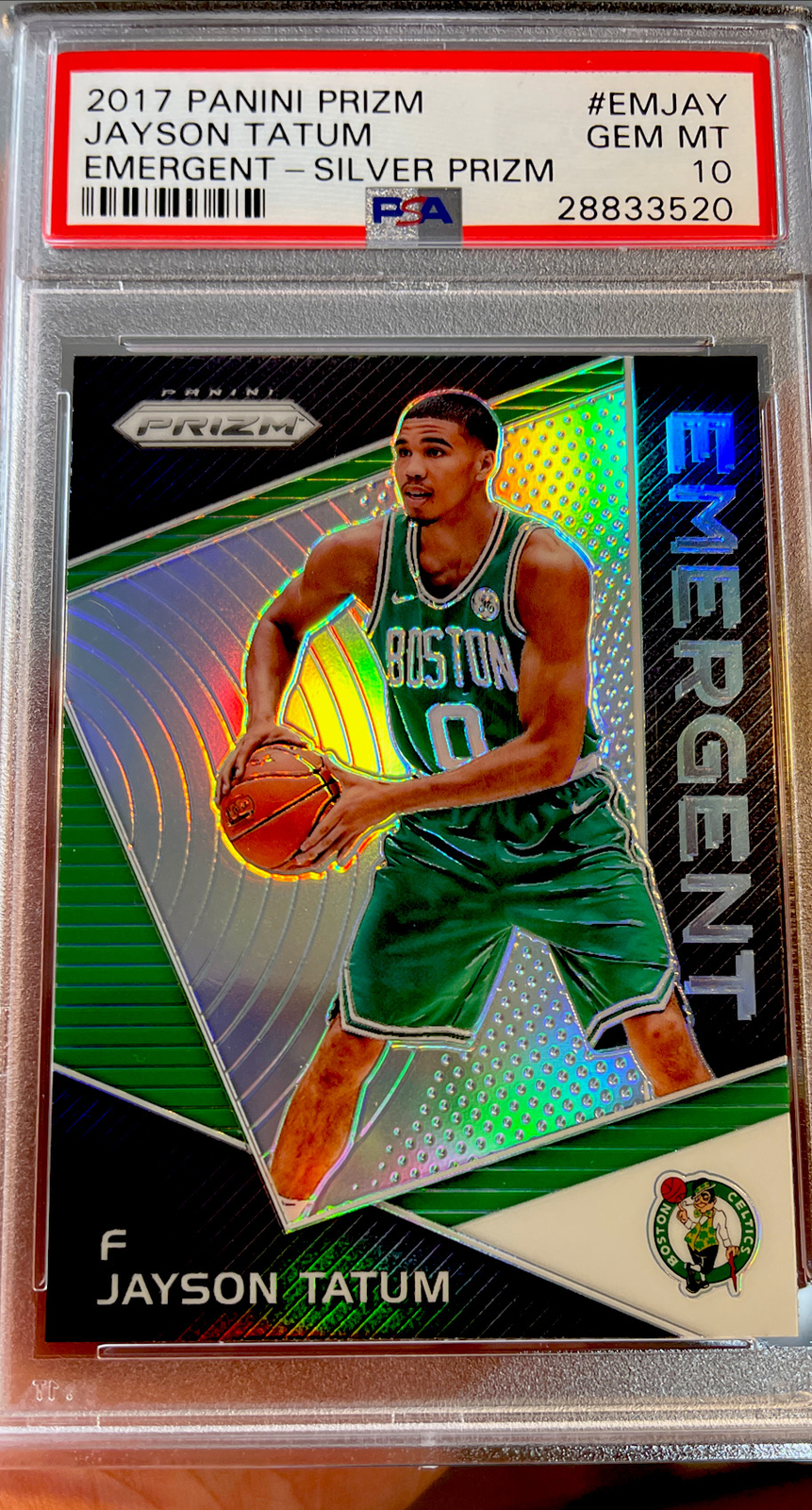 2017 Panini Prizm Silver Jayson Tatum Rookie Emergent SP Gem Mint PSA 10